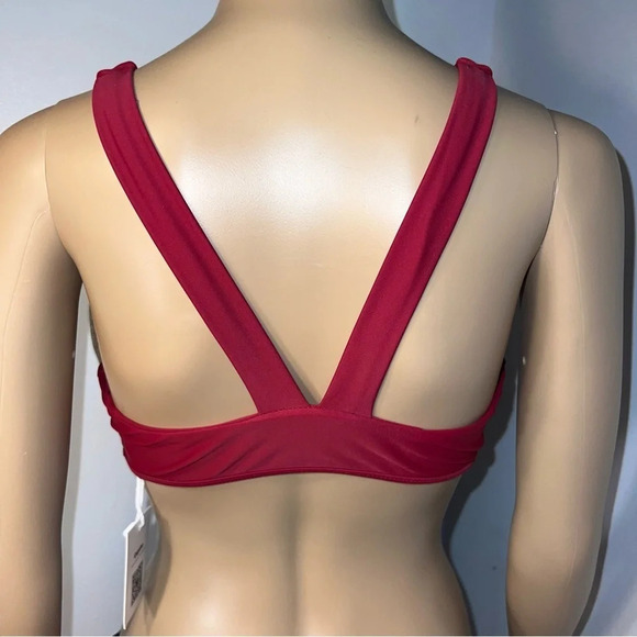 Cupshe, S,NWT, burgundy, string, crisscross yolk wide strap pullover bikini top - Picture 2 of 9